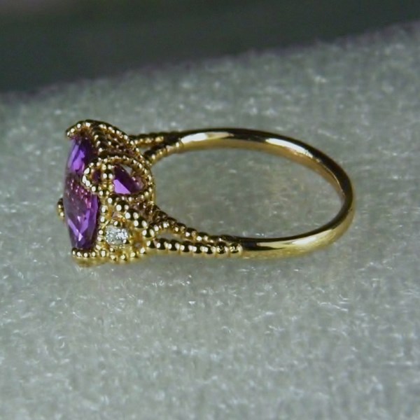 Natural Amethyst and Diamond 14 kt Ring 3.0 ct  Litnon.com