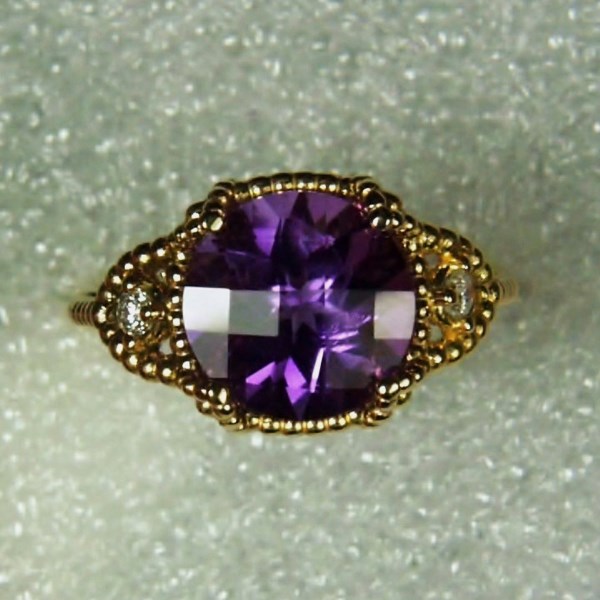 Natural Amethyst and Diamond 14 kt Ring 3.0 ct  Litnon.com