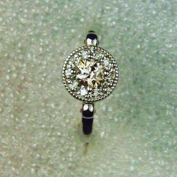 Euro Cut Champagne Diamond 14 kt White Gold Ring 0.50 ct  Litnon.com