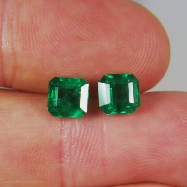 Fine Rich Color Natural Zambian Emerald Pair 3.05 ct  Litnon.com