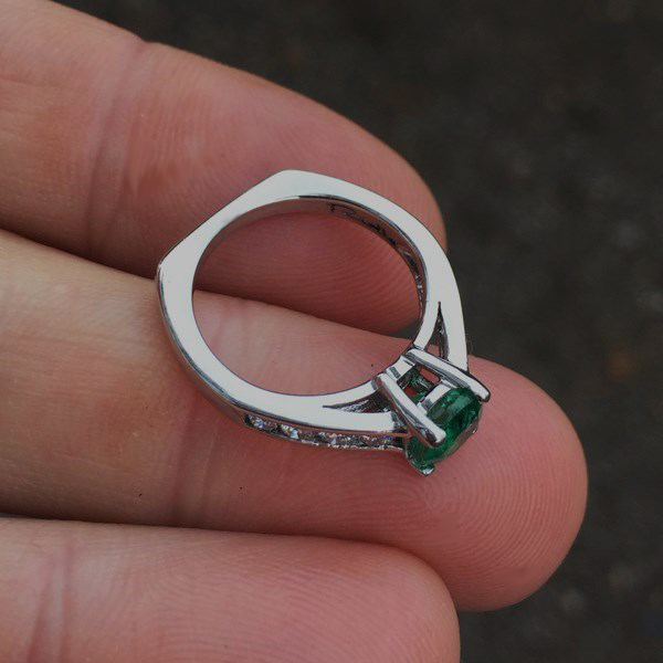 Estate Quality Zambian Emerald and Diamond 14kt Ring  Litnon.com