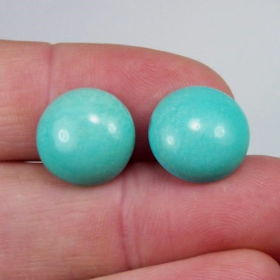 Old Stock Natural Sleeping Beauty Turquoise Arizona Pair 20.48 ct GL Litnon.com