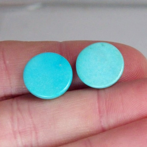 Old Stock Natural Sleeping Beauty Turquoise Arizona Pair 20.48 ct GL Litnon.com