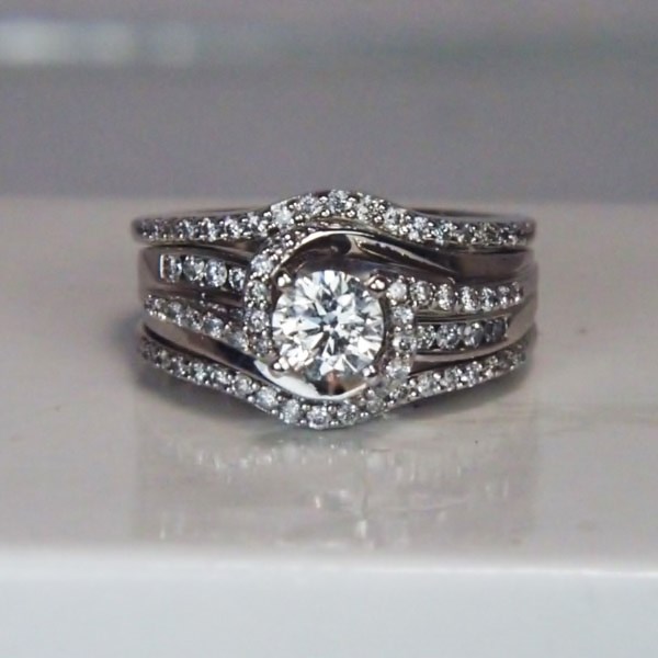 Estate Ladies I4 KT Diamond Engagement Ring and Guards  Litnon.com