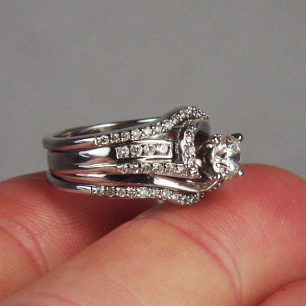 Estate Ladies I4 KT Diamond Engagement Ring and Guards  Litnon.com