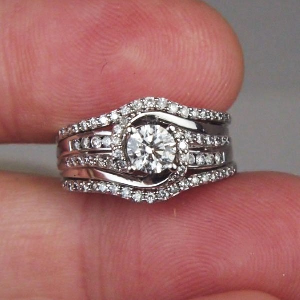 Estate Ladies I4 KT Diamond Engagement Ring and Guards  Litnon.com