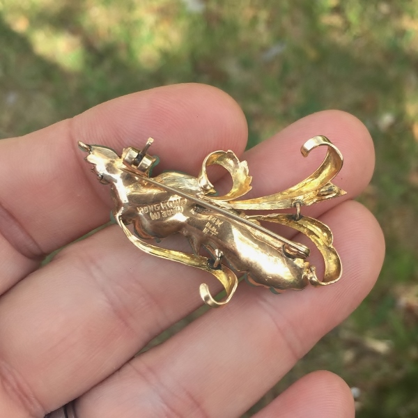 Antique - Vintage Carved Burmese Jadeite Rooster Brooch 14kt  Litnon.com