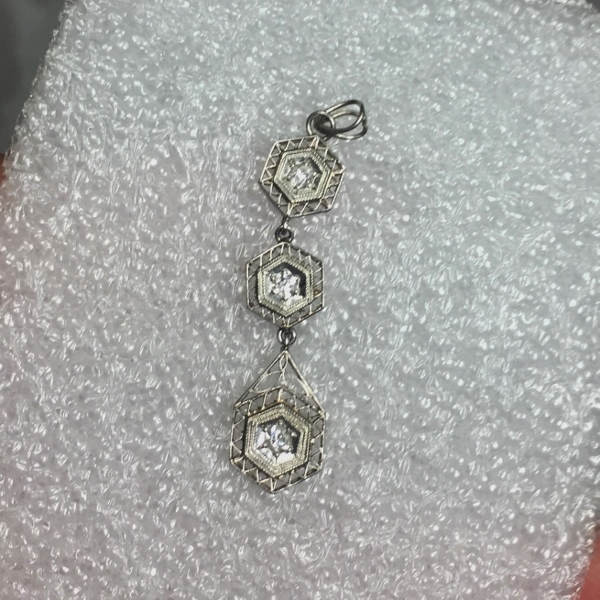 Antique Victorian 14kt Gold Filigree Diamond Pendant  Litnon.com