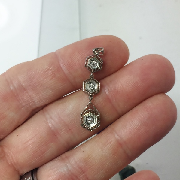 Antique Victorian 14kt Gold Filigree Diamond Pendant  Litnon.com