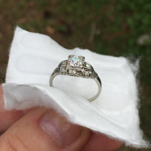 Antique 18kt White Gold Euro Cut Diamond Ring  Litnon.com