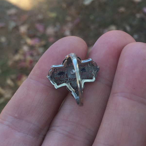 Antique 14kt White Gold Filigree Diamond Sapphire Ring  Litnon.com