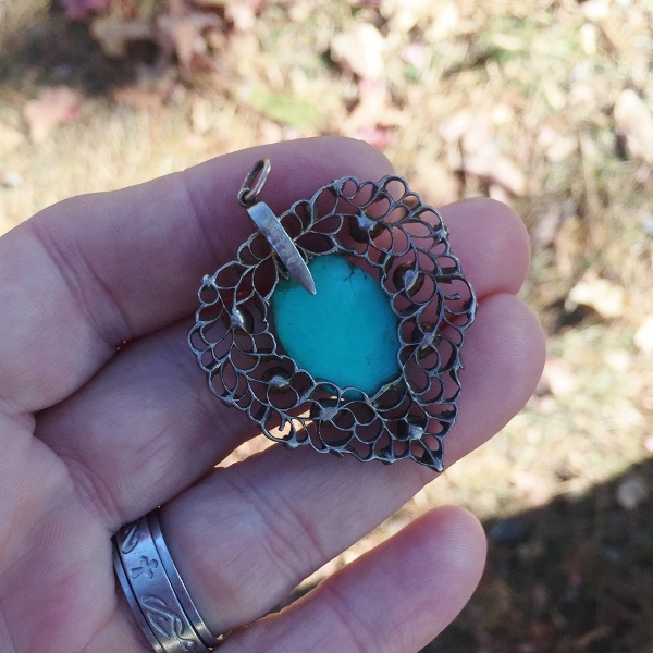 Antique Georgian Period Persian Turquoise Diamond Pendant  Litnon.com