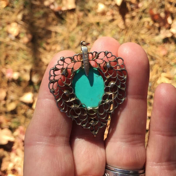 Antique Georgian Period Persian Turquoise Diamond Pendant  Litnon.com