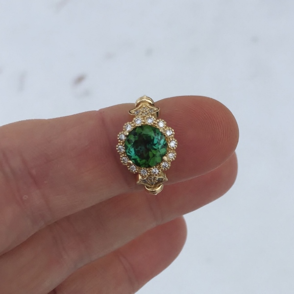 Natural Brazil Tourmaline and Diamond 14 kt Ring 2.64 ct  Litnon.com