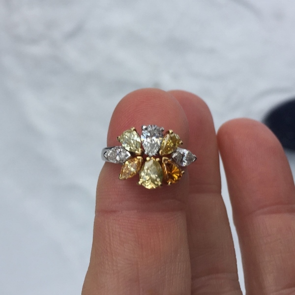 Custom Diamond and Natural Fancy Color Diamond Ring 18kt  Litnon.com
