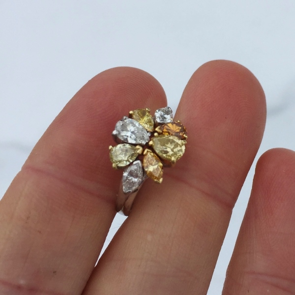 Custom Diamond and Natural Fancy Color Diamond Ring 18kt  Litnon.com