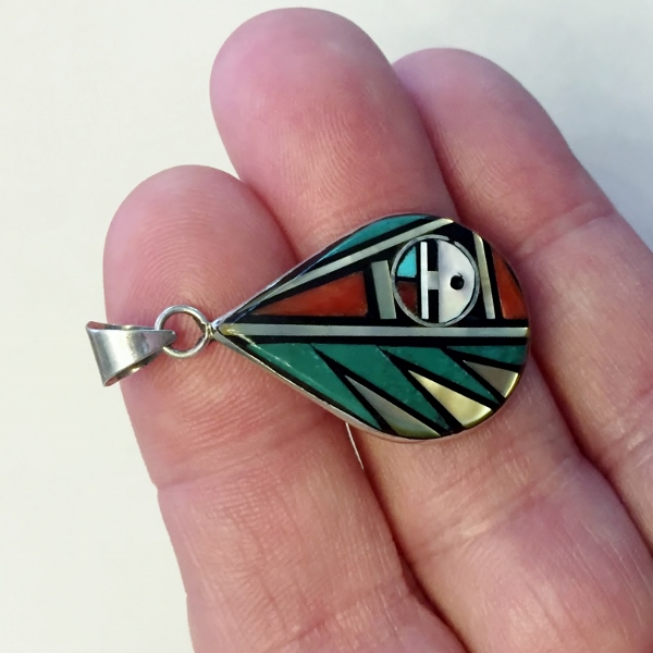 Vintage Signed Zuni Native American Sterling Pendant and Earrings  Litnon.com