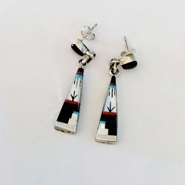 Vintage Signed Zuni Native American Sterling Pendant and Earrings  Litnon.com