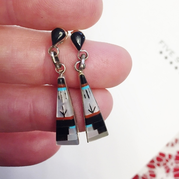 Vintage Signed Zuni Native American Sterling Pendant and Earrings  Litnon.com