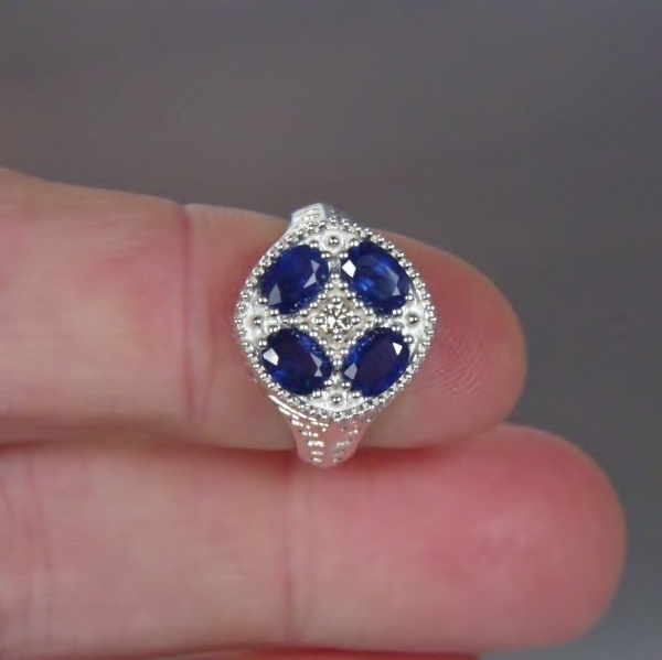 USA Made Sterling Silver Sapphire and Diamond Accent Ring  Litnon.com