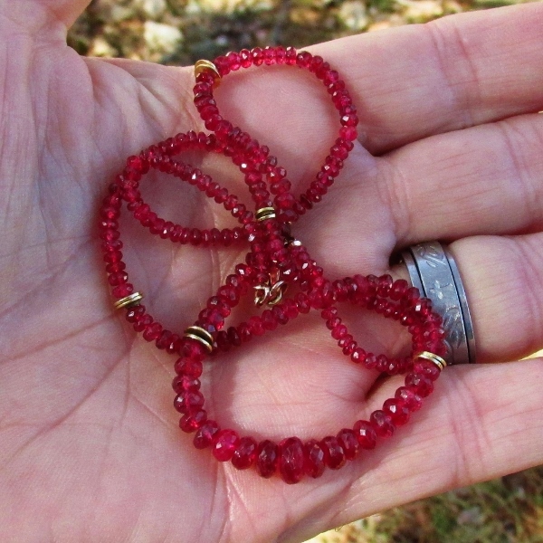 Ruby Red Spinel and 14 kt Rondell Bead Necklace 19