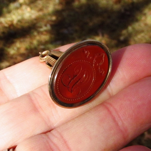 Antique Victorian 14k Yellow Gold Carnelian Intaligo Wax Seal Fob  Litnon.com