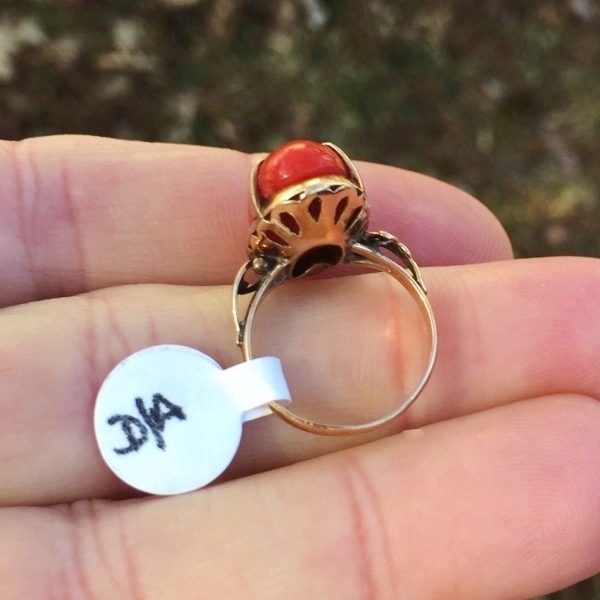 Antique Victorian Sardinian Ox Blood Coral 18kt Gold Ring  Litnon.com
