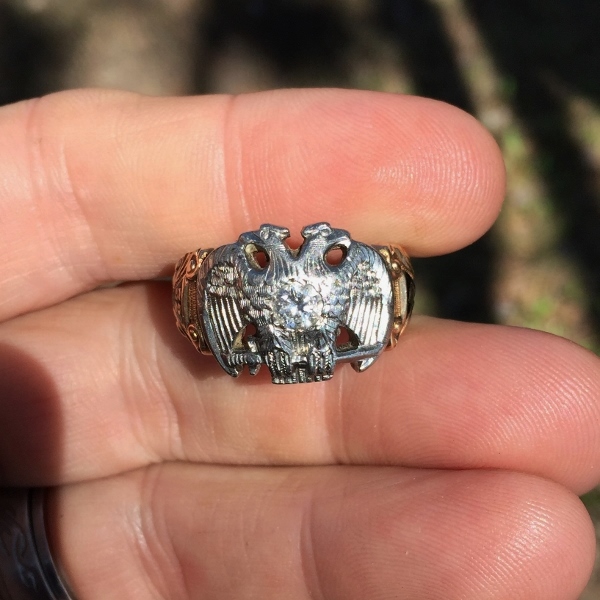 Vintage 14kt Gold and Palladium 32nd Degree Masonic Diamond Ring  Litnon.com