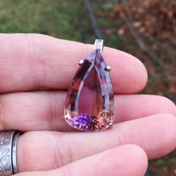 USA Hand Made Sterling Silver Ametrine Pendant 35 carats  Litnon.com
