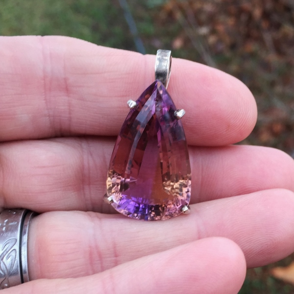 USA Hand Made Sterling Silver Ametrine Pendant 35 carats  Litnon.com