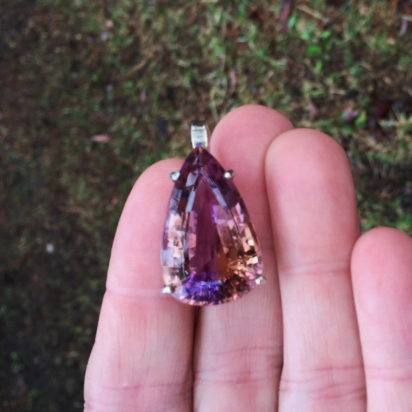 USA Hand Made Sterling Silver Ametrine Pendant 35 carats  Litnon.com