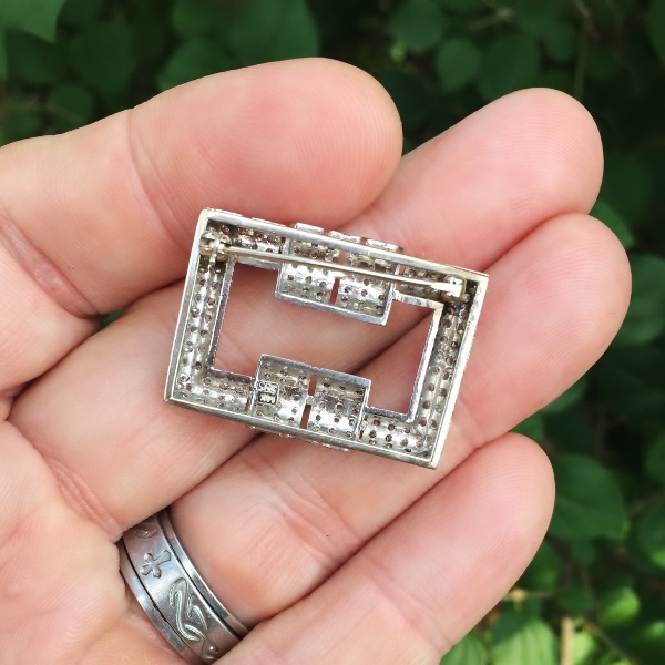 Vintage 14 karat White Gold Diamond Brooch 2.50 carats  Litnon.com