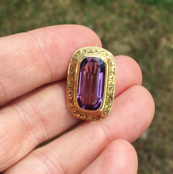 Antique Victorian 14kt Gold and Amethyst Brooch  Litnon.com