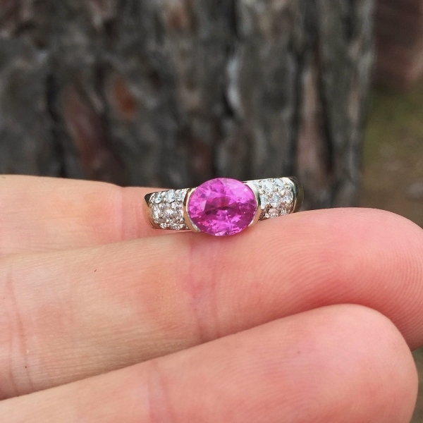 Burmese Pink Sapphire 2.12 ct 14kt White Gold and Diamond Ring  Litnon.com