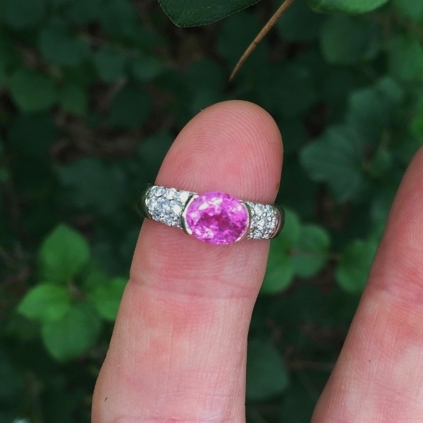 Burmese Pink Sapphire 2.12 ct 14kt White Gold and Diamond Ring  Litnon.com
