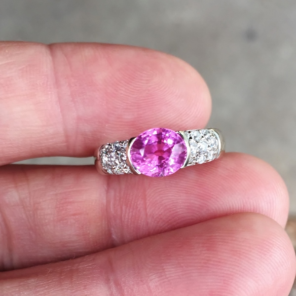 Burmese Pink Sapphire 2.12 ct 14kt White Gold and Diamond Ring  Litnon.com