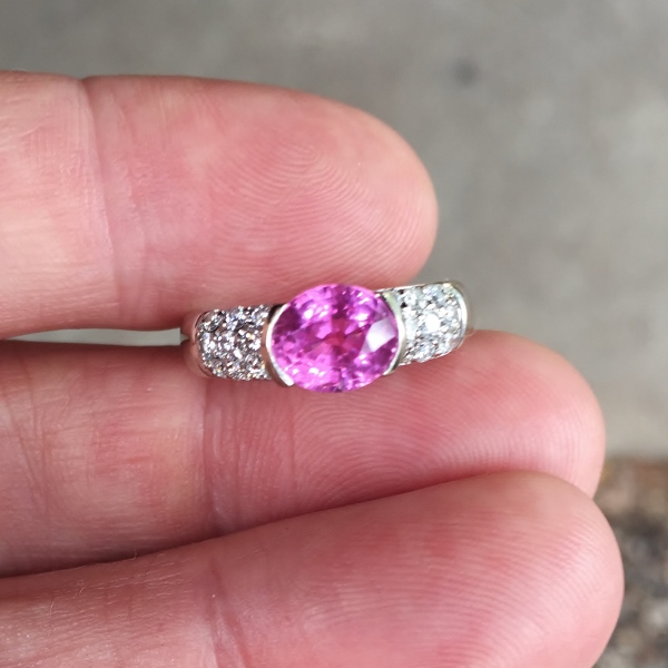 Burmese Pink Sapphire 2.12 ct 14kt White Gold and Diamond Ring  Litnon.com