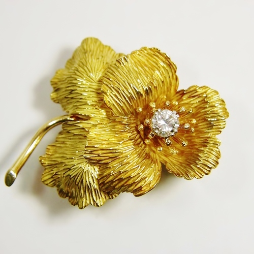 Vintage 18 Karat Tiffany and Co. Diamond Flower Brooch GL  Litnon.com