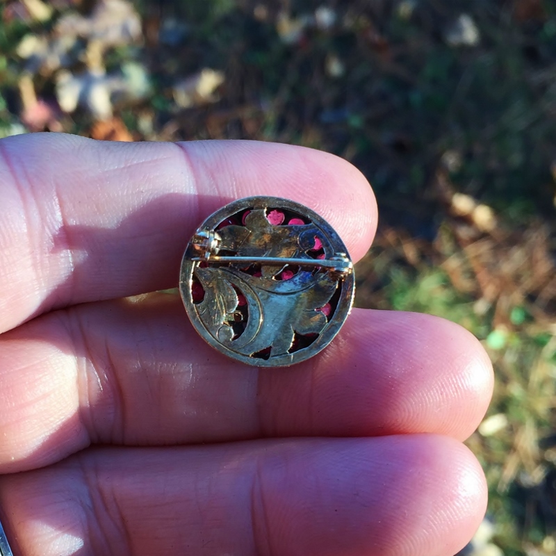 Antique 14kt Gold Burmese Ruby and Point Cut Diamond Brooch  Litnon.com