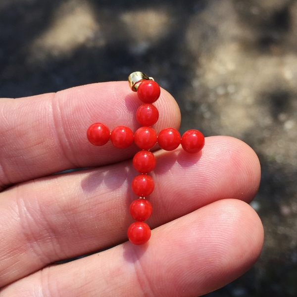 Vintage 14 karat Sardinian Red Coral Cross  Litnon.com