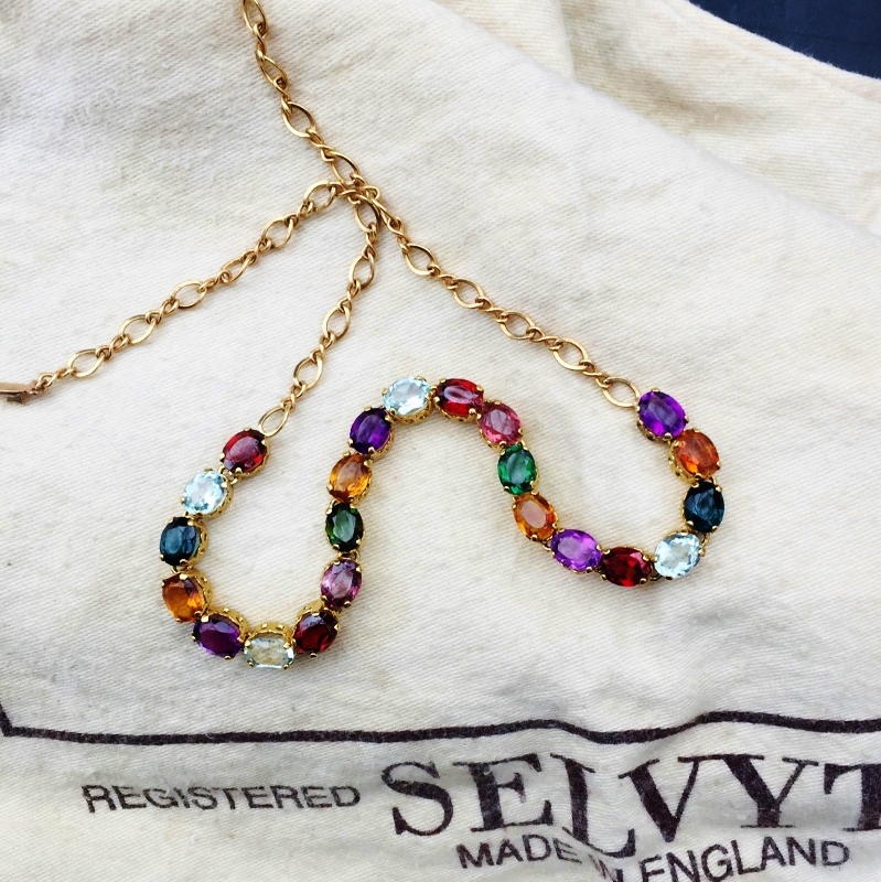  Vintage Multi- Color Natural Gemstone Necklace Brazil 14kt GLI  Litnon.com