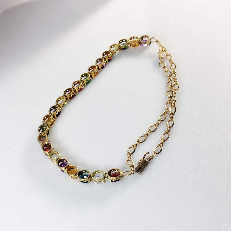  Vintage Multi- Color Natural Gemstone Necklace Brazil 14kt GLI  Litnon.com