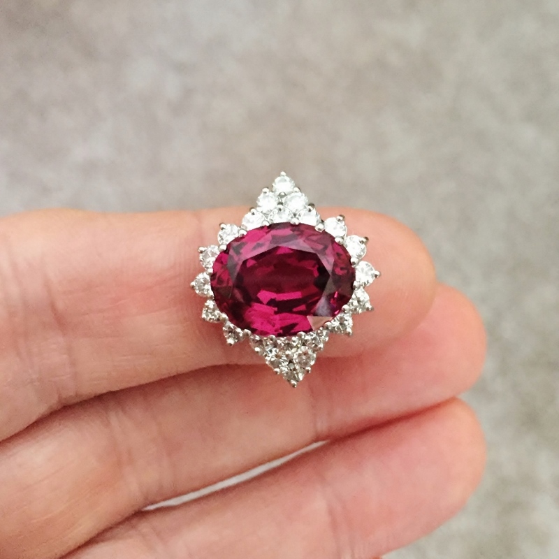 Quality and Value Fine Platinum Rhodolite Garnet Diamond Ring  Litnon.com