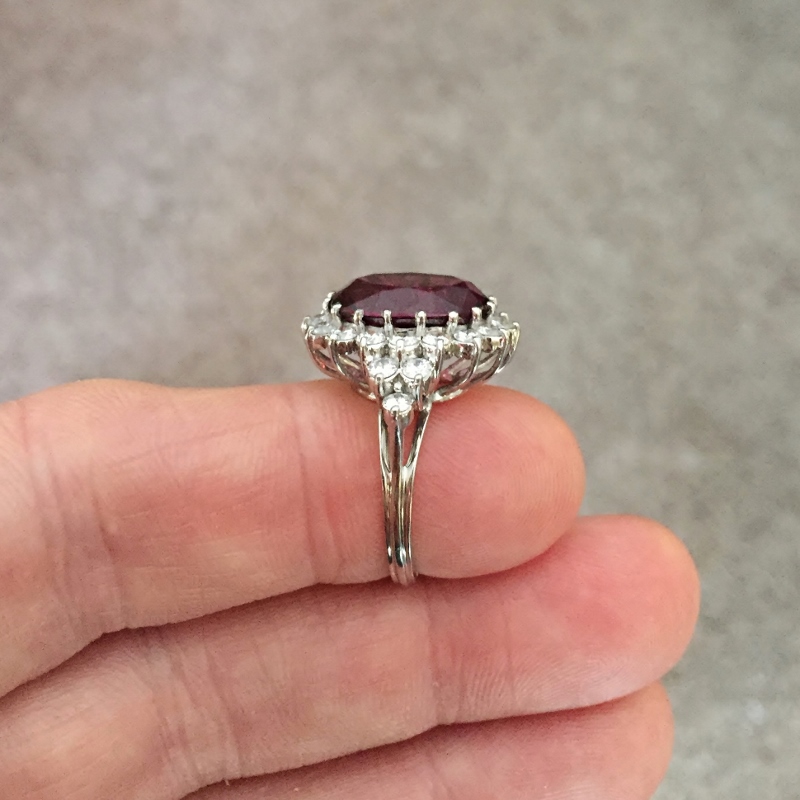 Quality and Value Fine Platinum Rhodolite Garnet Diamond Ring  Litnon.com