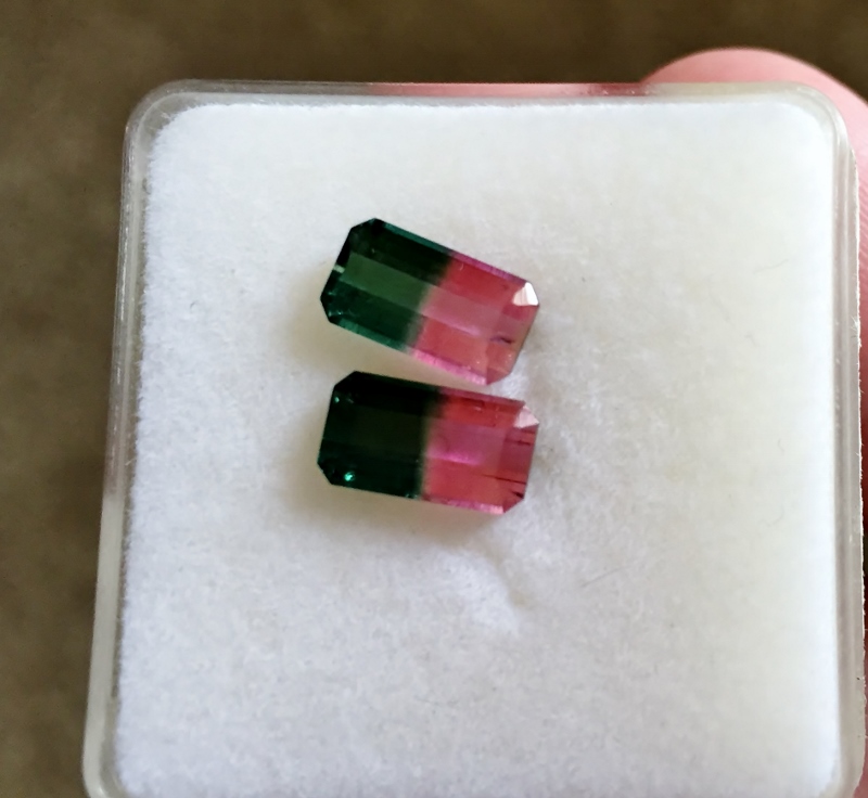 Matched Pair Bi-Color Watermelon Tourmaline Brazil 3.25 ct. tw.  Litnon.com