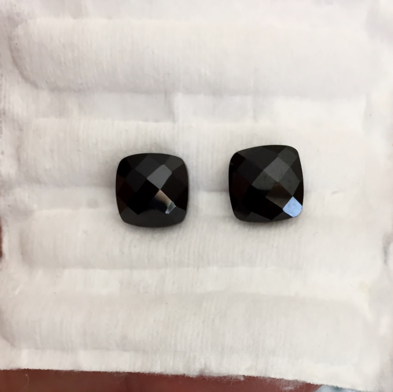 Rare Matched Pair Russian Melanite Andradite Garnet Cabs GLI Litnon.com