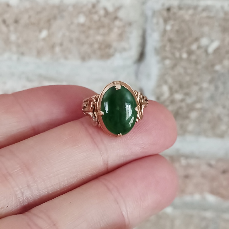 Antique Natural Green Jadeite 10kt Ring  Litnon.com