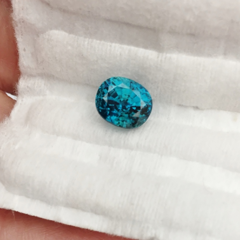 Deep Color Natural Blue Zircon Cambodia 5.20 ct GL Litnon.com