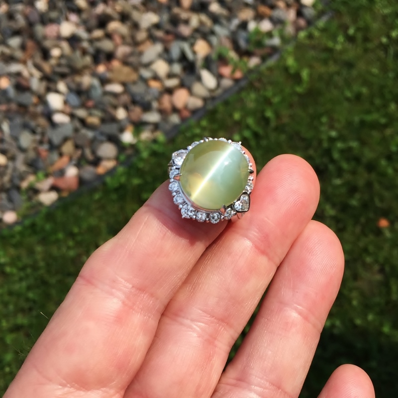 World Class 23ct Natural Catseye Chrysoberyl Platinum Diamond Ring  Litnon.com