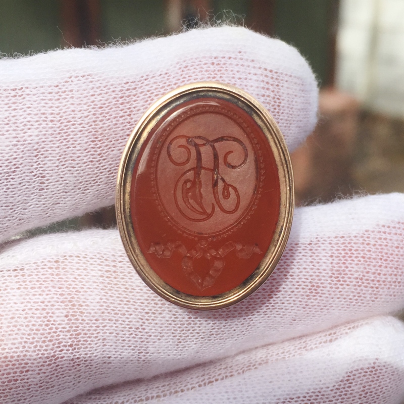 Antique Victorian 14k Yellow Gold Carnelian Intaligo Wax Seal Fob  Litnon.com